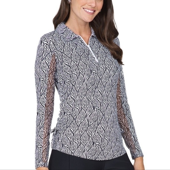 Ibkul Long Sleeve Zip Mock Neck 1/4 Sweatshirt Golf Athleisure Tennis XS NWT - Picture 1 of 10